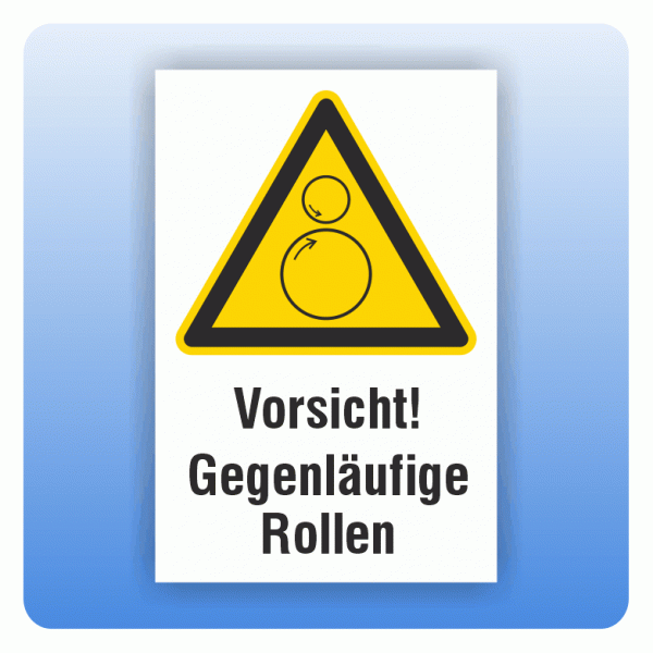 Kombi Warnschild VORSICHT gegenläufige Rollen W025