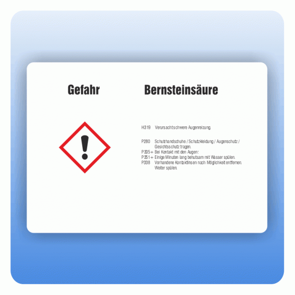 Gefahrstoffaufkleber Bernsteinsäure für Behälter ab 500 Liter