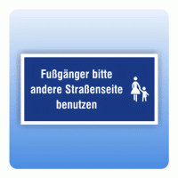 Banner für Bauzaun Fußgänger bitte andere Straßenseite benutzen