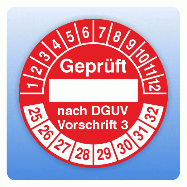 Prüfplakette Geprüft nach DGUV V3 Textfeld