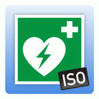 Aufkleber Rettungszeichen Automatisierter externer Defibrillator (AED) ISO 7010