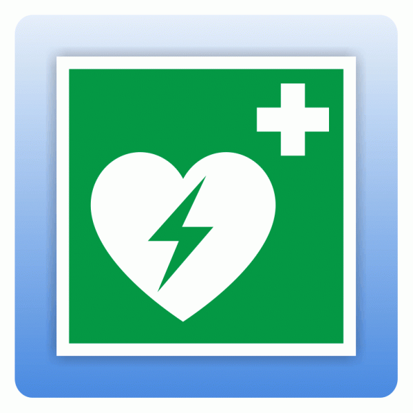 Aufkleber Rettungszeichen E010 Automatisierter externer Defibrillator (AED) ISO 7010