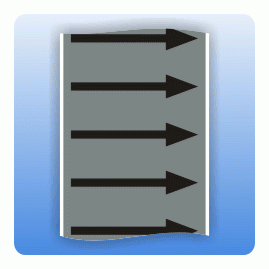 Fliessrichtungsband für Rohrleitungen grau, Pfeil schwarz