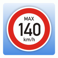 Geschwindigkeitsaufkleber max. 140 km/h