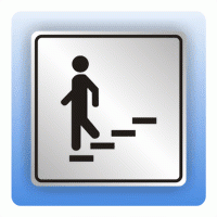 Symbolschild mit Piktogramm Treppe abwärts aus Alu