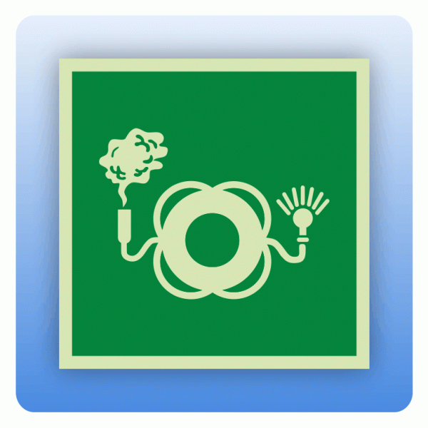 Rettungszeichen E068 Rettungsring mit Licht und Rauch ISO 7010