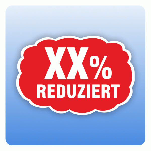 Rabattaufkleber reduziert mit Wunschzahl für Schaufenster