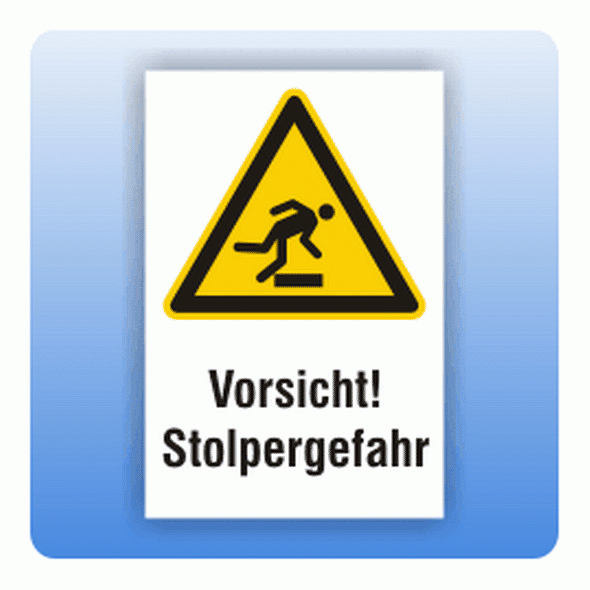 Kombi Warnschild Vorsicht Stolpergefahr W007