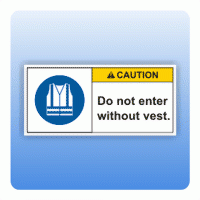 Sicherheitszeichen Do not enter whitout vest (ANSI Z535) Aufkleber