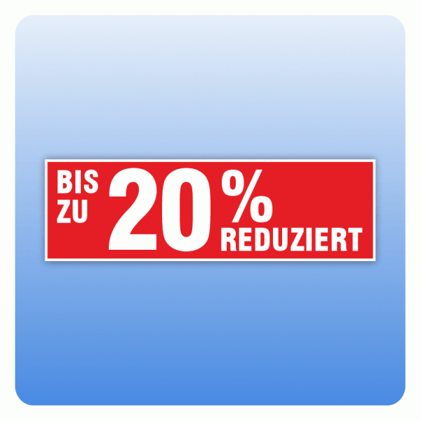 Rabattaufkleber 20 Prozent reduziert für Schaufenster