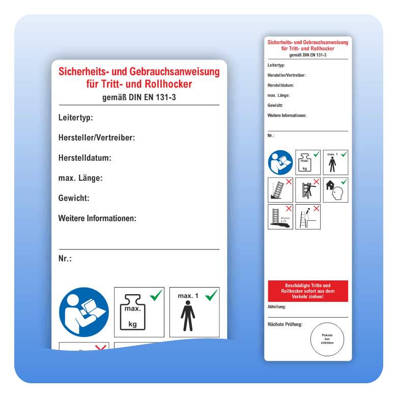 Prüfplakette Aufkleber Für Mehrzweckleitern DIN EN 131 – 26x5 Cm Selbstklebend, Made In Germany
