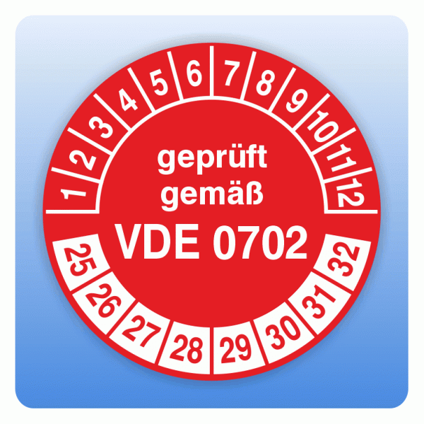 Prüfplakette geprüft gemäß VDE 0702