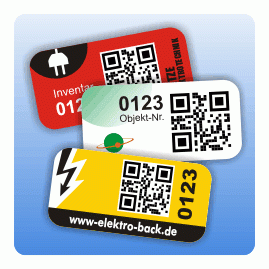 Inventaretikett mit QR-Code individuell gestaltet 20x40 mm