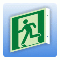 Fahnenschild Rettungszeichen E001 Notausgang links ISO 7010