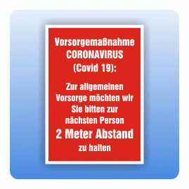 Corona Aufkleber Vorsorgemassnahme