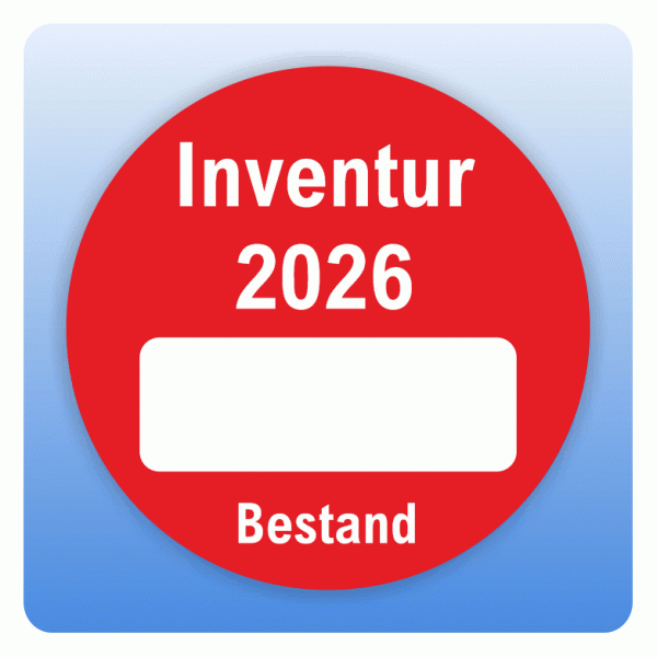 Inventur-Aufkleber Inventur 2026 Bestand mit Freifeld
