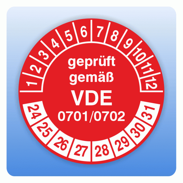 Prüfplakette geprüft gemäß VDE 0701/0702