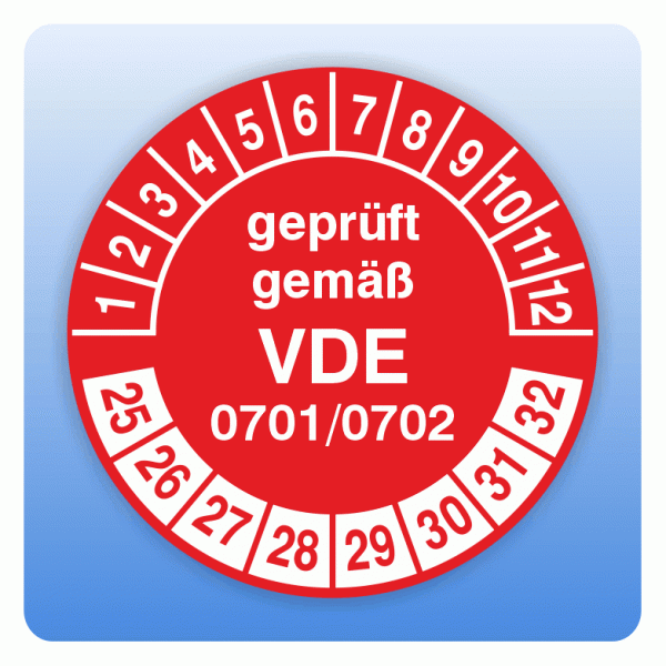 Prüfplakette geprüft gemäß VDE 0701/0702