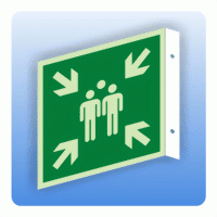 Fahnenschild Rettungszeichen E007 Sammelstelle ISO 7010