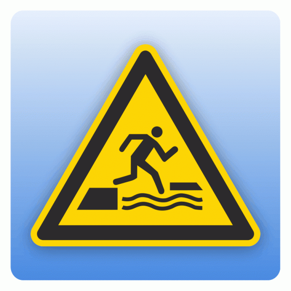 Warnzeichen W068 Warnung vor ins Wasser Fallen beim Betreten od. Verlassen einer schwimmenden Fläche