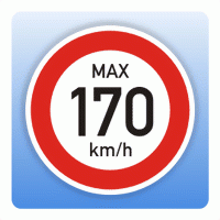 Geschwindigkeitsaufkleber max. 170 km/h