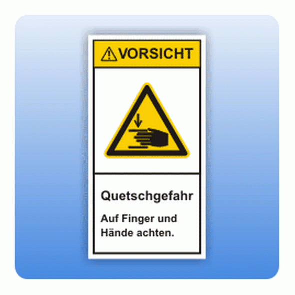 Sicherheitszeichen Quetschgefahr, hoch (ISO 3864-2) Aufkleber