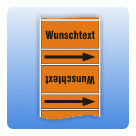 Rohrkennzeichnungsband Wunschtext orange nach DIN 2403
