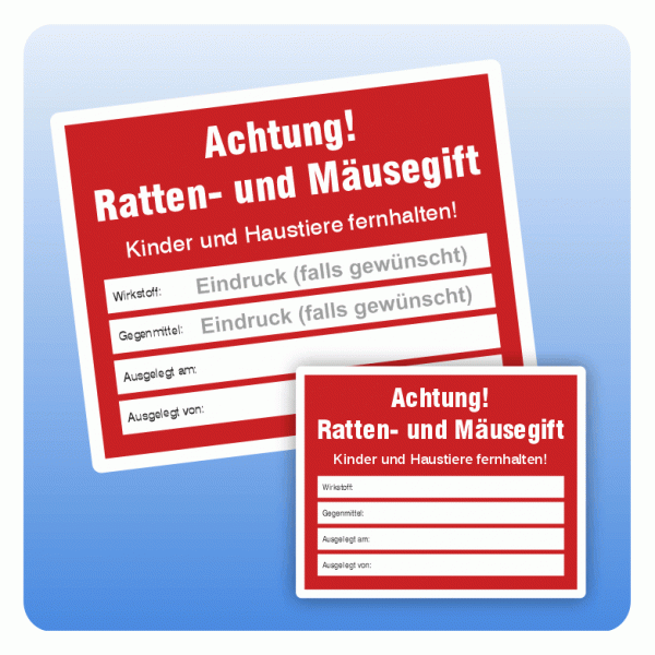 Aufkleber Ratten- und Mäusegift (4 Beschriftungsfelder)