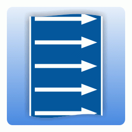 Fliessrichtungsband für Rohrleitungen blau, Pfeil weiss