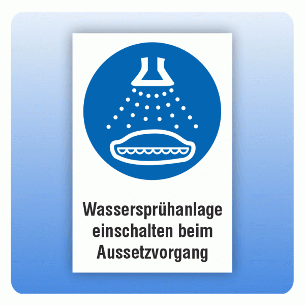 Kombi Gebotsschild M043 Wassersprühanlage einschalten beim Aussetzvorgang