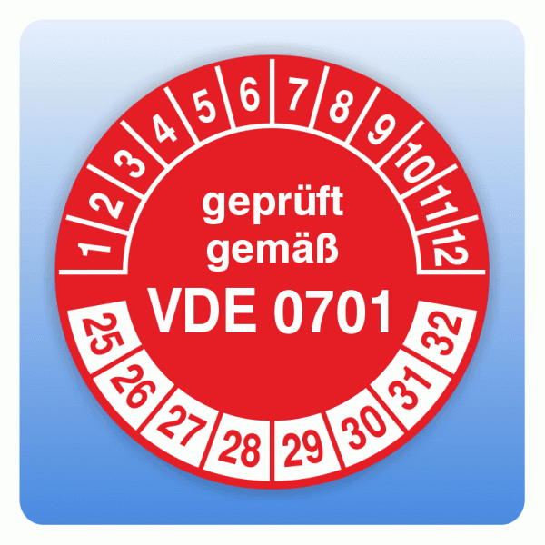 Prüfplakette geprüft gemäß VDE 0701