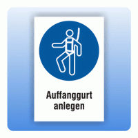 Kombi Gebotsschild Auffanggurt anlegen M018
