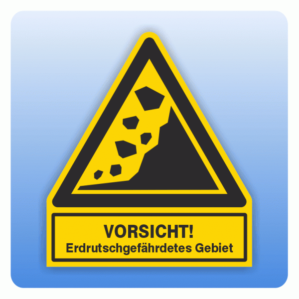 Kombi Warnsymbol Vorsicht Erdrutschgefährdetes Gebiet W078