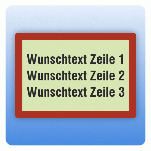 Feuerwehrzeichen mit Wunschtext dreizeilig nach DIN 4066