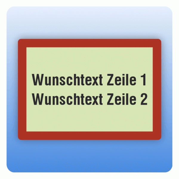 Feuerwehrzeichen mit Wunschtext zweizeilig nach DIN 4066