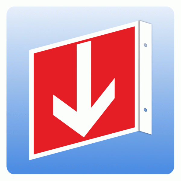 Fahnenschild Richtungspfeil nach unten