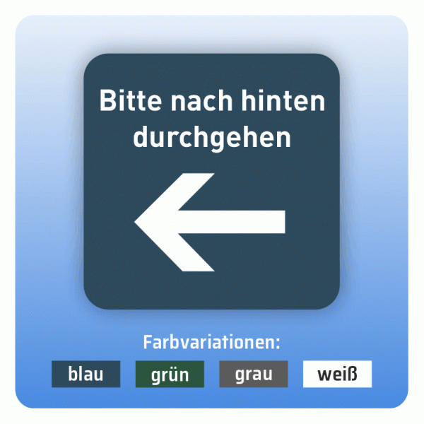 Aufkleber Bus und Bahn - Bitte nach hinten durchgehen mit Pfeil