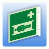 Fahnenschild Rettungszeichen Krankentrage ISO 7010
