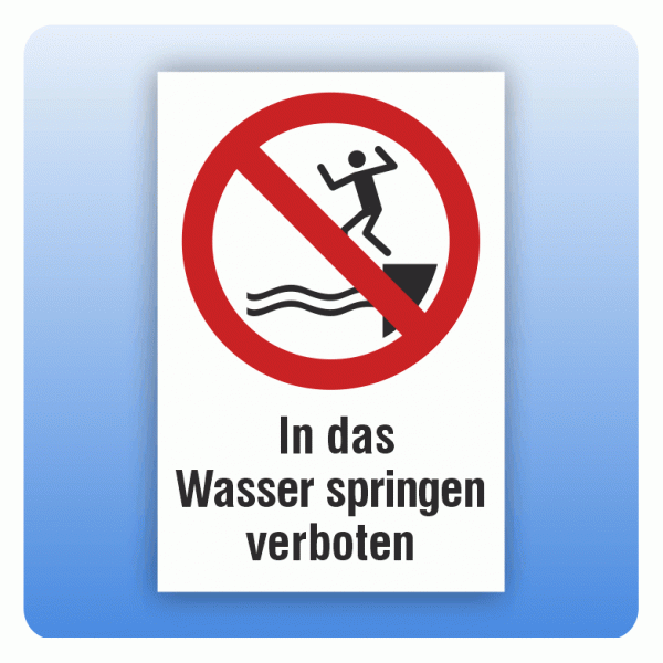 Kombi Verbotsschild P061 In das Wasser springen verboten