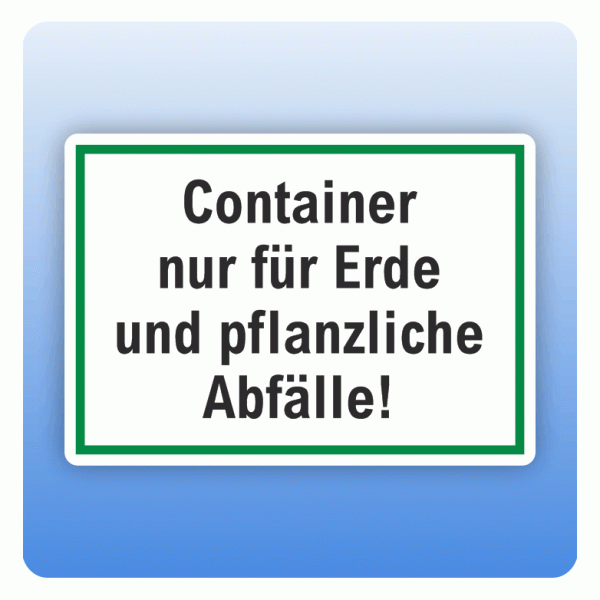 Aufkleber für Container nur für Erde und pflanzliche Abfälle