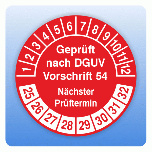 Prüfplakette Geprüft nach DGUV V 54