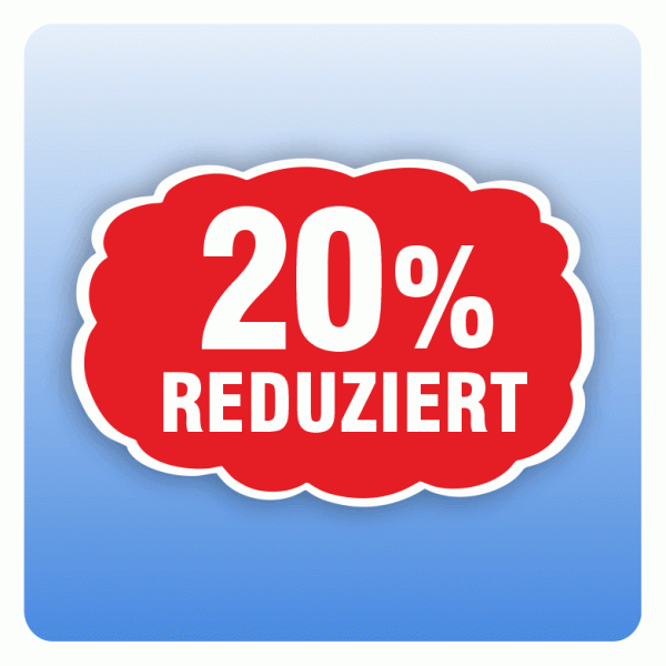 Rabattaufkleber 20 Prozent reduziert für Schaufenster