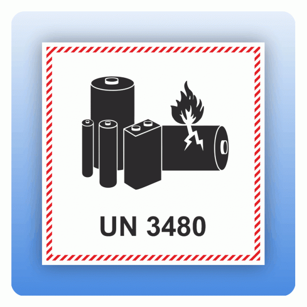 Versandaufkleber UN 3480 Lithium Ionen Batterien ohne Gerät