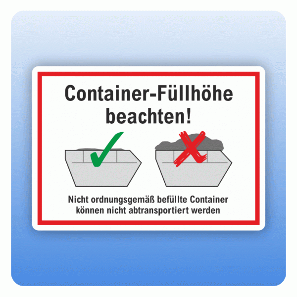 Aufkleber für Container Füllhöhe beachten