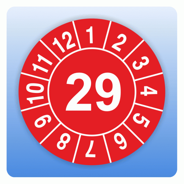 Prüfplakette Jahreszahl zweistellig 2029