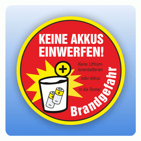 Aufkleber Keine Akkus einwerfen