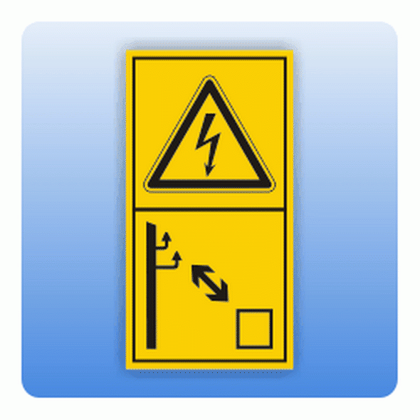 Sicherheitszeichen Hochspannungsleitung, hoch (ISO 11684) Aufkleber