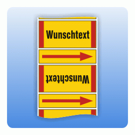 Rohrkennzeichnungsband Wunschtext gelb/rot nach DIN 2403