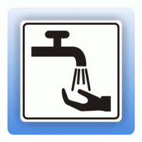 Aufkleber Symbolschild mit Piktogramm Hände waschen