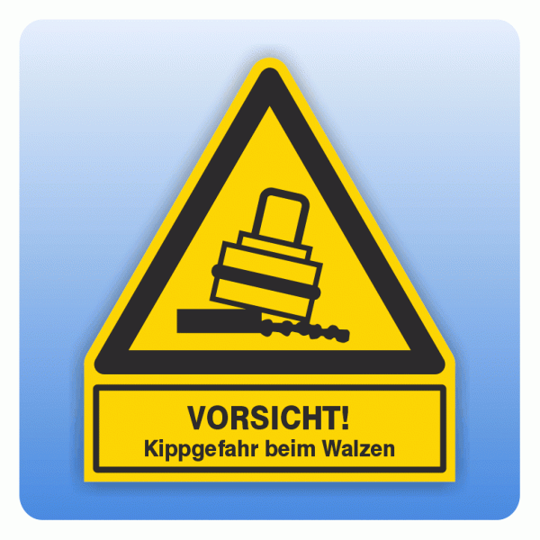 Kombi Warnsymbol Vorsicht Kippgefahr beim Walzen